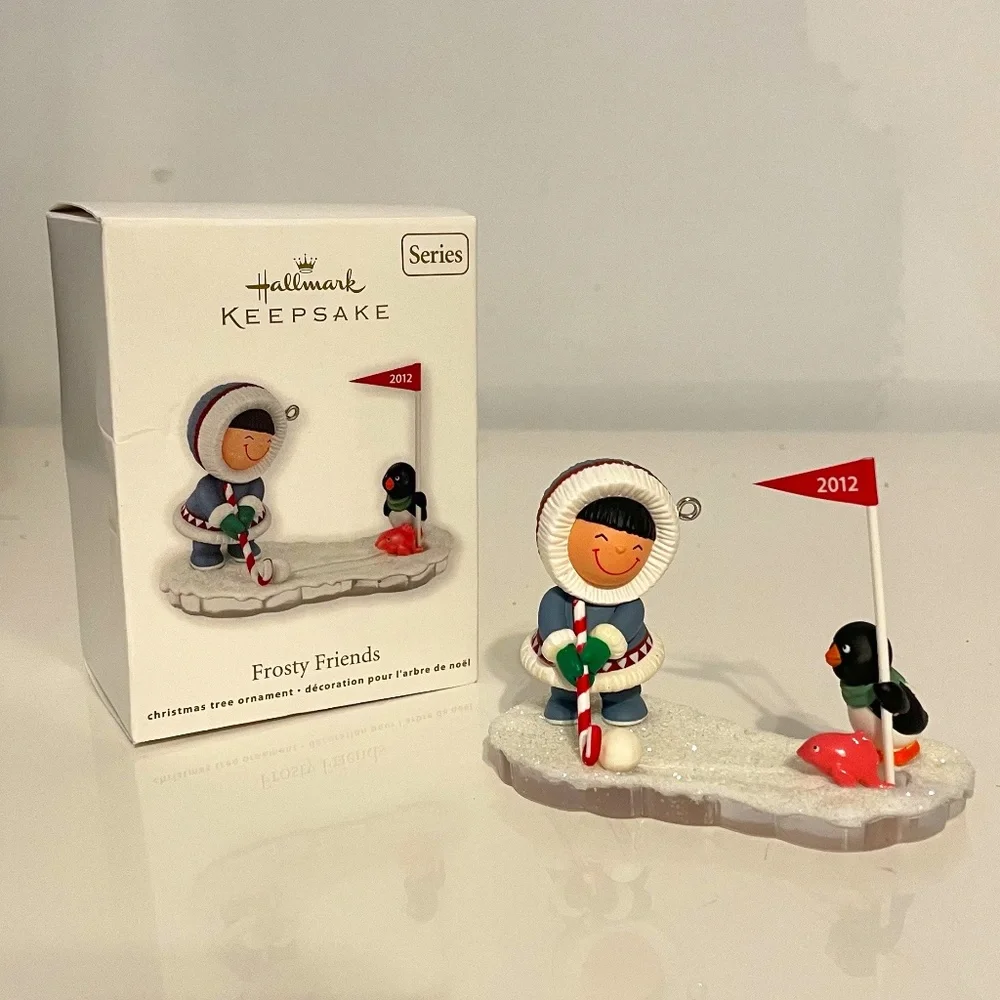 Hallmark 2012 Frosty Friends Christmas Ornament Eskimo & Penguin Golfing